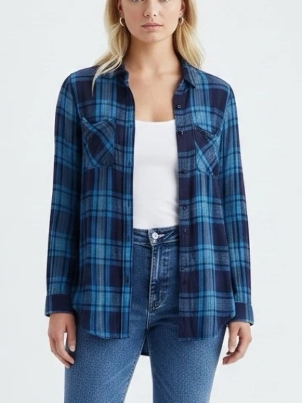Nordstrom BP Blue Plaid Flannel Shirt